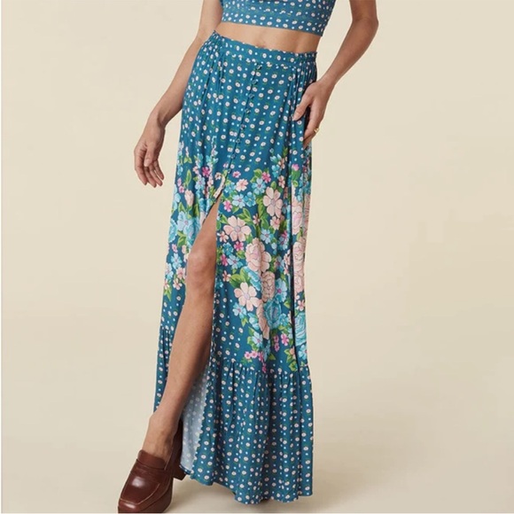 Spell Dresses & Skirts - Spell & Gypsy Yellow Rose Maxi Skirt in Cornflower Blue